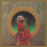 Album cover with a figure in red robes sitting in front of a circular emblem with 'Grateful Dead' text.