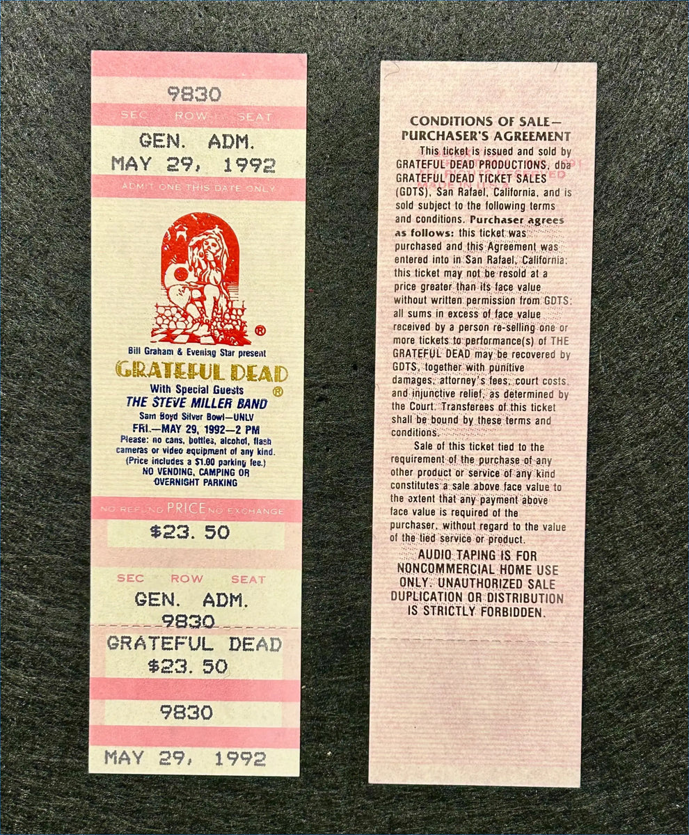 限定 正規品 貴重 Grateful Dead Vintage Ticket grateful-dead-vintage-1992-