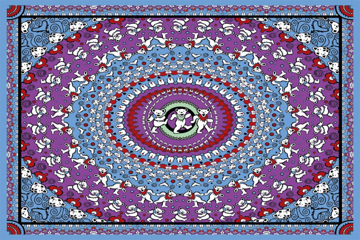 3D Grateful Dead Dancing Flower Bears Tapestry Wall Hanging 