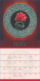 2027 official grateful dead wall calendar with a vibrant red rose on an ornate teal plate for decorative use