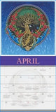 2027 official grateful dead wall calendar featuring vibrant gold and green tree of life with red roses on deep blue background