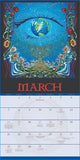 Vibrant blue 2027 official grateful dead wall calendar with earth eye design and red yellow floral vine motifs