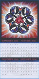 2027 official grateful dead wall calendar with vibrant blue skulls and red rose on an orange and white background