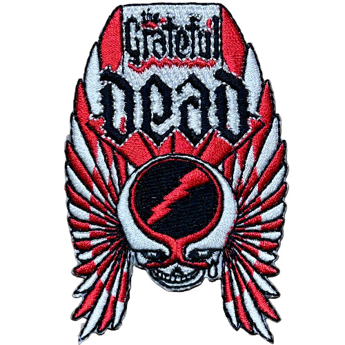 Embroidered patch with 'Grateful Dead' logo on a brown background