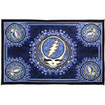 Tapestry with Grateful Dead logo on a blue background
