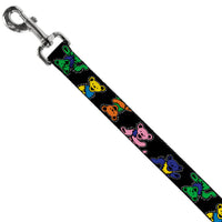 Dog leash with colorful bear pattern on a black background