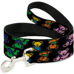 Dog leash with colorful bear pattern on a black background