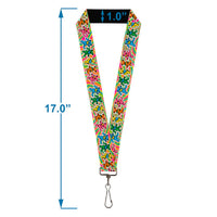 Colorful lanyard with measurements on a white background