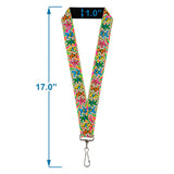 Colorful lanyard with measurements on a white background