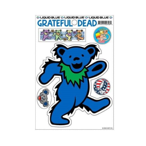 Blue bear sticker with Grateful Dead branding on a white background