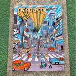 Comic-style album cover artwork featuring dancing bears crossing an urban street with palm trees and city buildings.