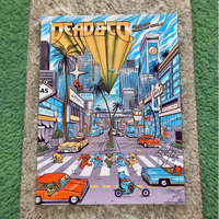 Comic-style album cover artwork featuring dancing bears crossing an urban street with palm trees and city buildings.