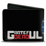 Black wallet with 'Grateful Dead' text and American flag design on a white background