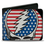 Bi-fold wallet with Grateful Dead logo on an American flag background