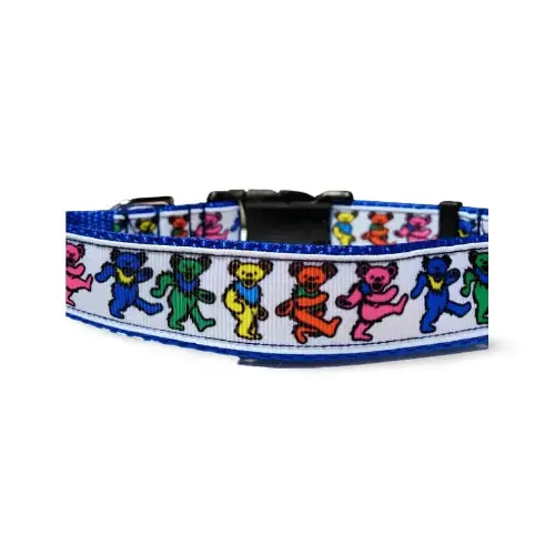 Grateful Dead - Blue Dancing Bears Dog Collar - Medium (fits 12’’-18’’ neck) - Pet Gear