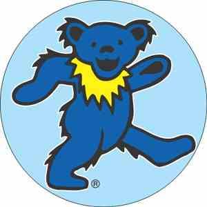 Grateful Dead - Blue on Blue Dancing Bear Button - Buttons & Pins