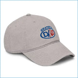 Gray grateful dad hat with blue and red embroidered logo perfect for father’s day gift
