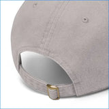 Light gray cotton grateful dad hat showing back with gold metal buckle on adjustable strap perfect for fathers day