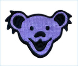 Purple and black embroidered patch featuring the iconic grateful dead bear head design.