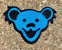 Grateful Dead - Dancing Bear Head Embroidered Patch - Blue - Patches