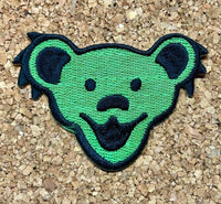 Grateful Dead - Dancing Bear Head Embroidered Patch - Green - Patches