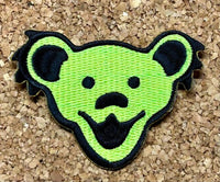 Grateful Dead - Dancing Bear Head Embroidered Patch - Neon Yellow - Patches