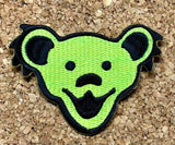 Grateful Dead - Dancing Bear Head Embroidered Patch - Neon Yellow - Patches