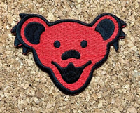 Grateful Dead - Dancing Bear Head Embroidered Patch - Red - Patches