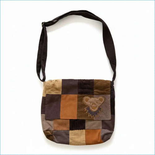 Grateful Dead Dancing Bear Head Patchwork Messenger Bag