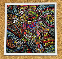 Grateful Dead - Dancing Bear Song Titles Sticker by Danny Steinman - Sticker