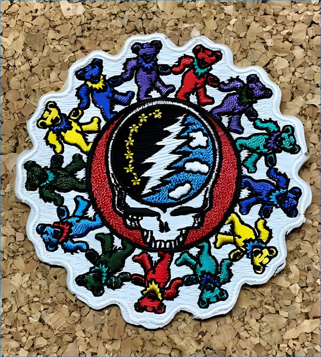 Colorful Dancing Bears Night Day Stealie Patch