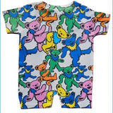 Short-sleeve shirt with colorful bear pattern on a white background