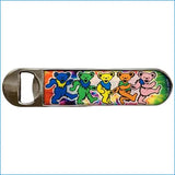 Bottle opener with colorful bear design on a black background
