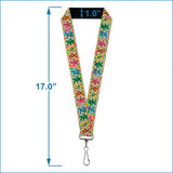 Colorful lanyard with measurements on a white background