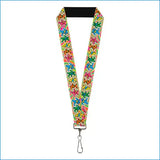 Colorful lanyard with butterfly pattern on a white background