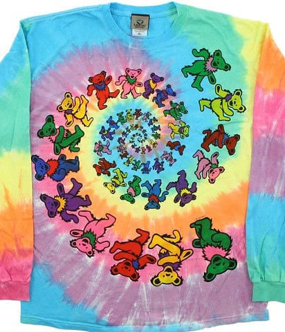 Grateful Dead - Dancing Bears Tie Dye Long Sleeve T-Shirt - Small - T-Shirts