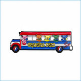 Colorful bus-shaped object with bear characters and 'Grateful Dead' text on a white background