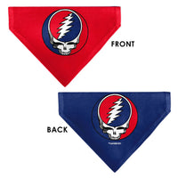 Red and blue bandana with Grateful Dead logo on a white background