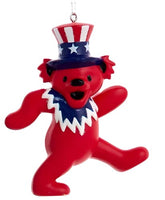 Grateful Dead - Festive Hat Dancing Bear Ornament - Uncle Sam Hat - Holiday Ornaments