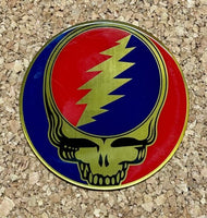 Grateful Dead - Gold Metal Steal Your Face Sticker - Sticker