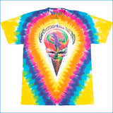 A Grateful Dead Grateful Dead Love tie-dye t-shirt featuring a large multicolor ice cream cone graphic with the band's logo on the front, set against a plain white background.