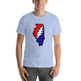 Grateful Dead Illinois Bolt T-Shirt Shirts & Tops Gratefuldeadshop.com Heather Blue S 