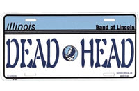 Novelty license plate with ’DEAD HEAD’ text and a Grateful Dead logo.