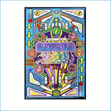 Vibrant, psychedelic grateful dead pinball machine poster featuring bold colors and iconic band imagery.