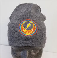 Grateful Dead - Orange Sunshine Steal Your Face Fleece Beanie Hat - Grey - Hats