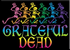 Grateful Dead - Esqueletos bailando con el logo del arco iris Imán
