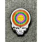 Grateful Dead Stealie pin with rainbow sun.