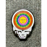 Grateful Dead Stealie pin with rainbow sun.