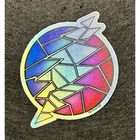 cracked stained glass grateful dead bolt sticker