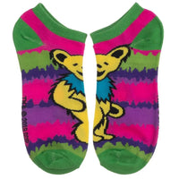 Colorful ankle socks featuring a dancing yellow Grateful Dead bear design.